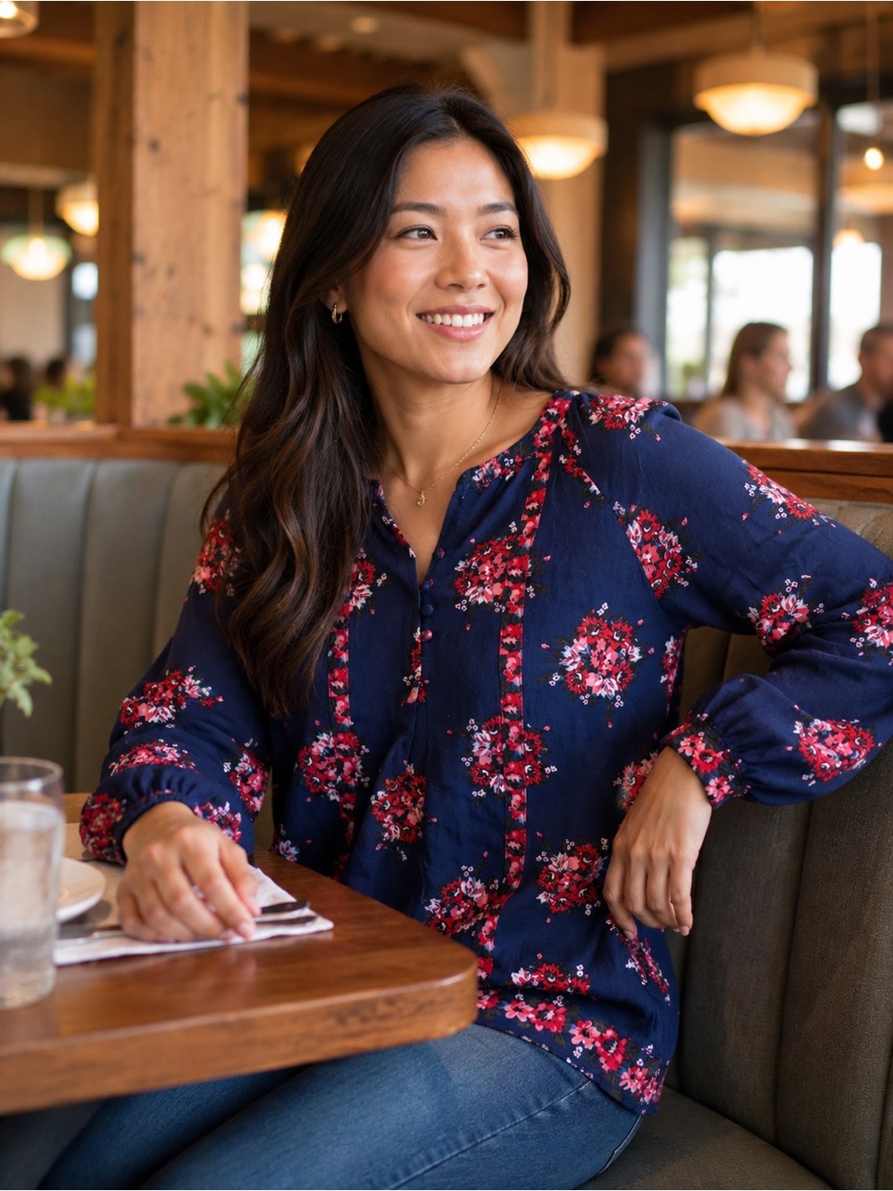 Matilda Jane blue Floral Button-Front Blouse